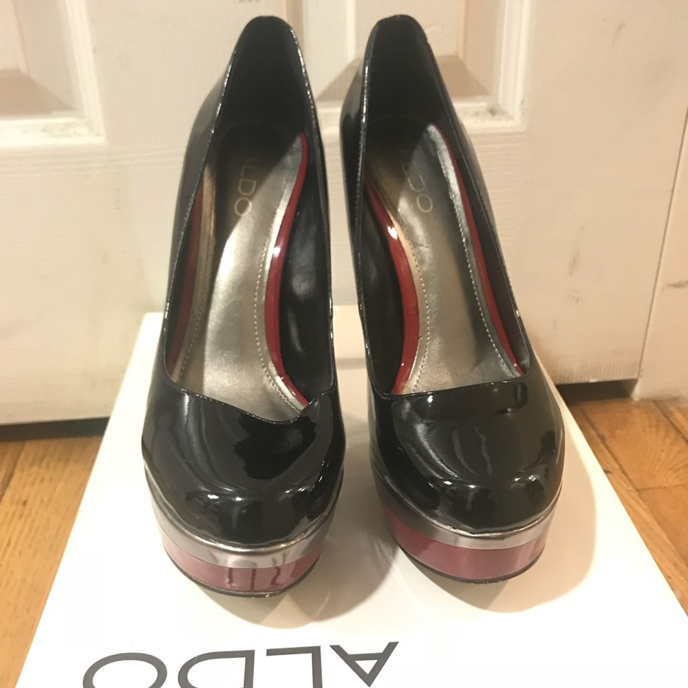 Black and red pumps